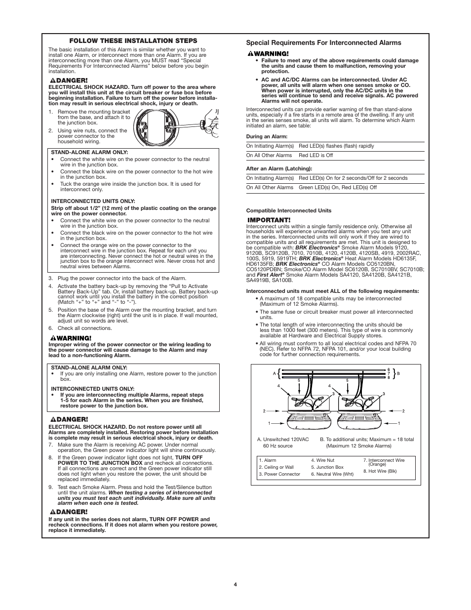 Special requirements for interconnected alarms | BRK electronic SC7010B User Manual | Page 4 / 11