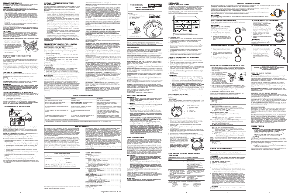 BRK electronic CO511 User Manual | 1 page