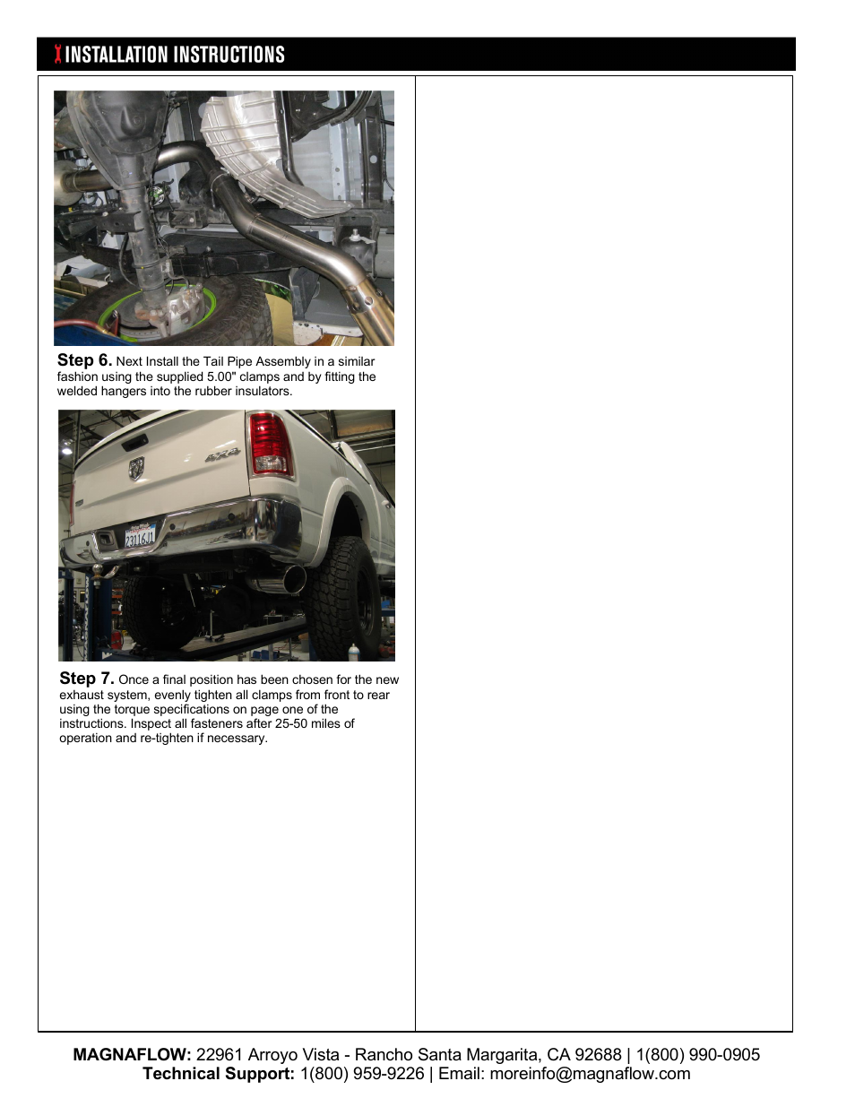 MagnaFlow DODGE DIESEL CUMMINS, 5in. HIGH-OUTPUT Pro Series Diesel PERFORMANCE EXHAUST User Manual | Page 3 / 3