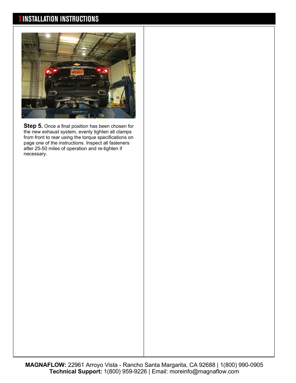 MagnaFlow CHEVROLET IMPALA Stainless Cat-Back System PERFORMANCE EXHAUST User Manual | Page 3 / 3
