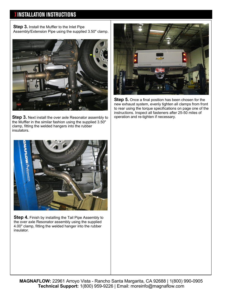 MagnaFlow GMC TRUCK SIERRA 3500HD Stainless Cat-Back System PERFORMANCE EXHAUST User Manual | Page 3 / 3