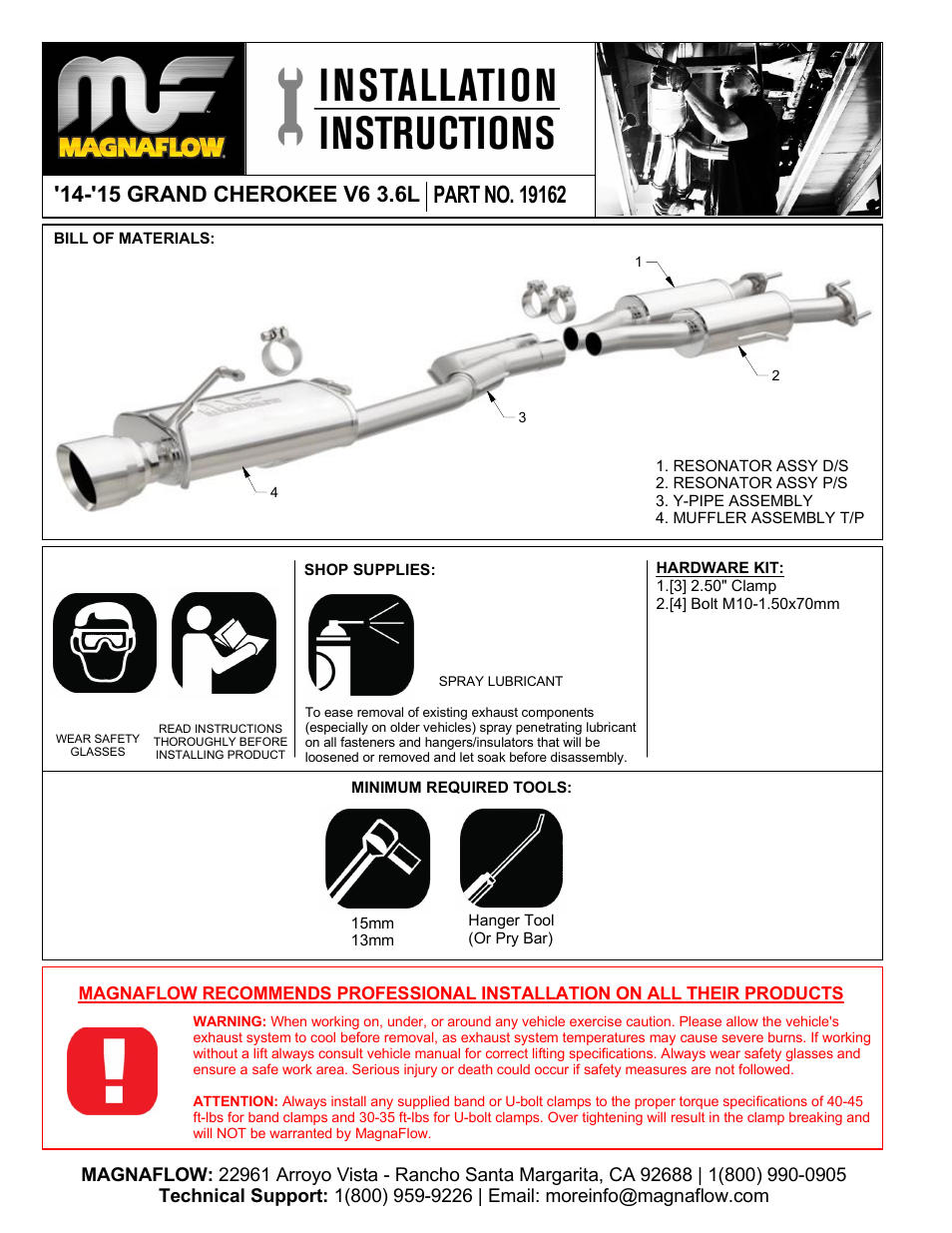 MagnaFlow JEEP TRUCK GRAND CHEROKEE Stainless Cat-Back System PERFORMANCE EXHAUST User Manual | 3 pages