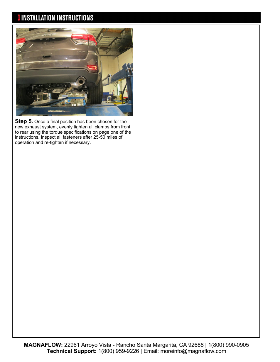 MagnaFlow JEEP TRUCK GRAND CHEROKEE Stainless Cat-Back System PERFORMANCE EXHAUST User Manual | Page 3 / 3