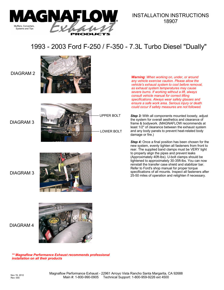 MagnaFlow FORD DIESEL 7.3L DIESEL, 5in Aluminized Pro Series Diesel PERFORMANCE EXHAUST User Manual | Page 2 / 2