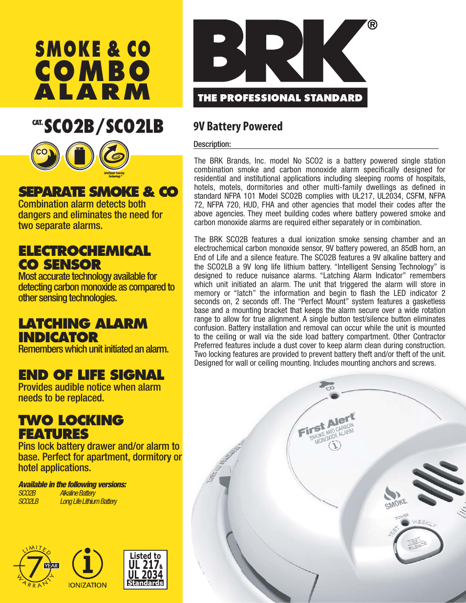 BRK electronic SCO2B User Manual | 2 pages