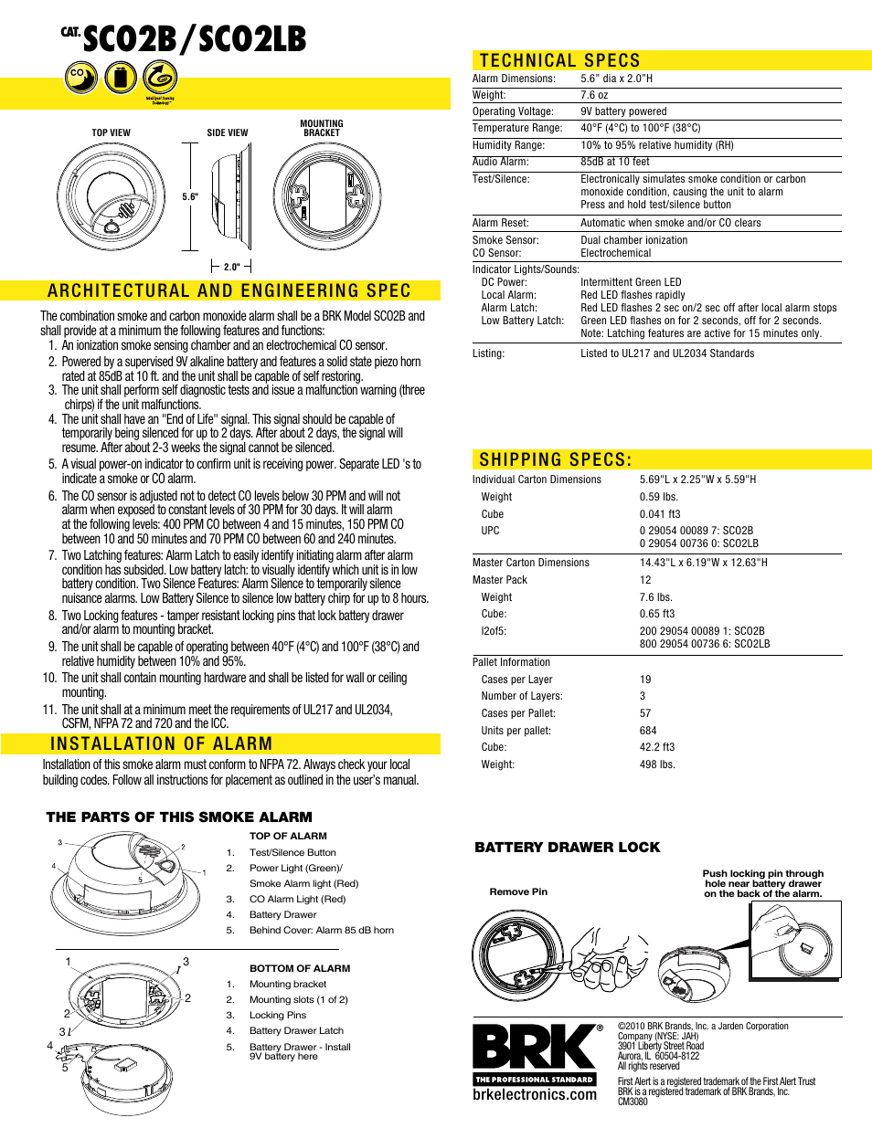 Sco2b/sco2lb | BRK electronic SCO2B User Manual | Page 2 / 2