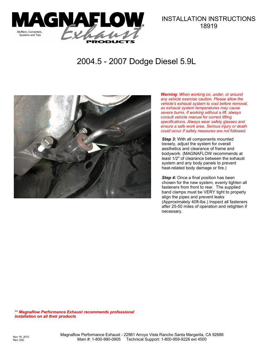 MagnaFlow DODGE DIESEL CUMMINS, 4in. SYSTEM AL Custom Build Pipe Kit Diesel PERF. EXHAUST User Manual | Page 2 / 2