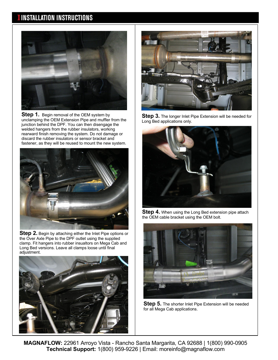 MagnaFlow DODGE DIESEL CUMMINS, DUAL SYSTEM Aluminized Pro Series Diesel PERFORMANCE EXHAUST User Manual | Page 2 / 3