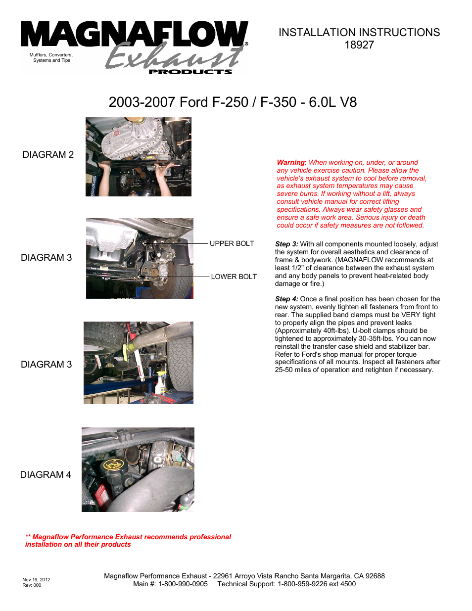 MagnaFlow FORD DIESEL 6.0L DIESEL, 5in. Aluminized Pro Series Diesel PERFORMANCE EXHAUST User Manual | Page 2 / 2