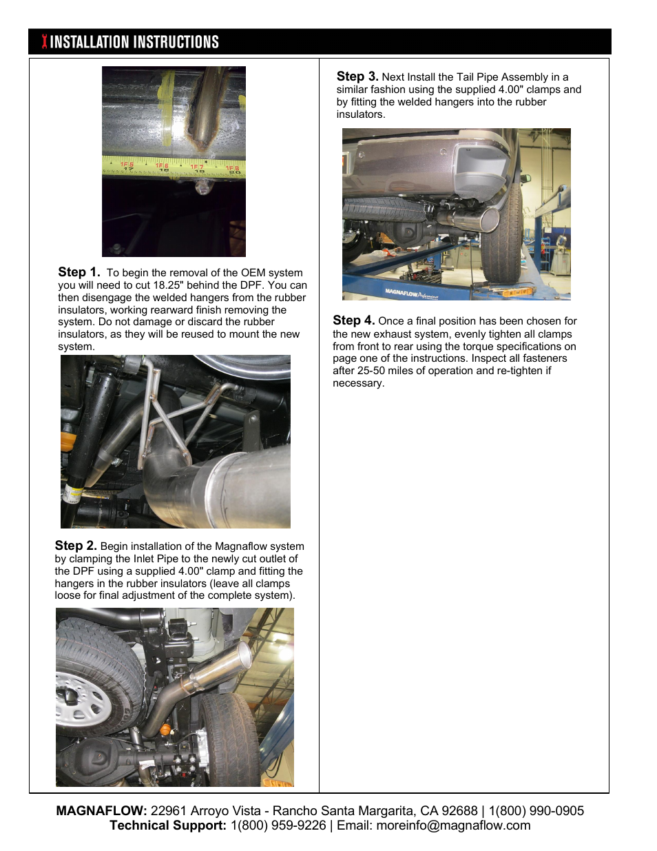 MagnaFlow GMC DIESEL DURAMAX, 4in. SYSTEM Aluminized Pro Series Diesel PERFORMANCE EXHAUST User Manual | Page 2 / 2