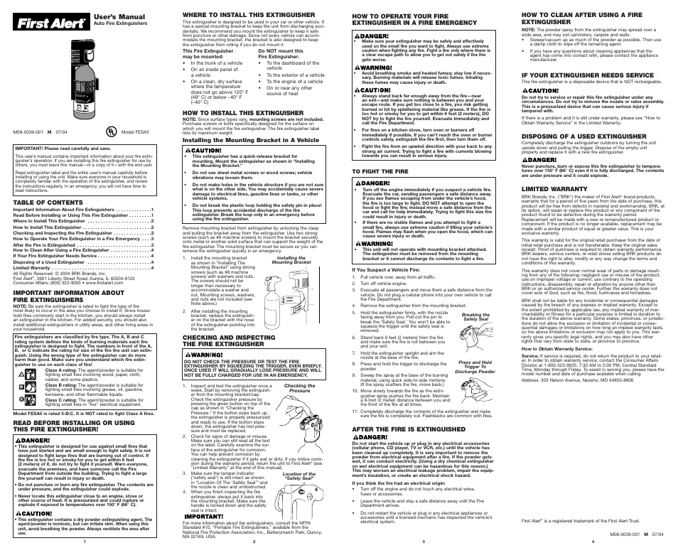 BRK electronic FESA5 User Manual | 1 page