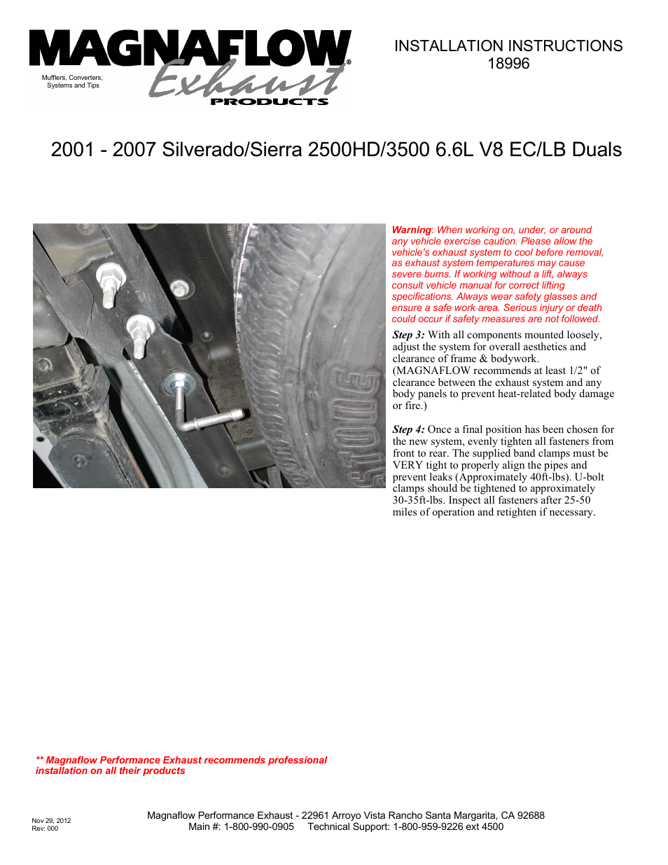MagnaFlow GMC DIESEL DURAMAX, 4in. SYSTEM AL Custom Build Pipe Kit Diesel PERF. EXHAUST User Manual | Page 2 / 2