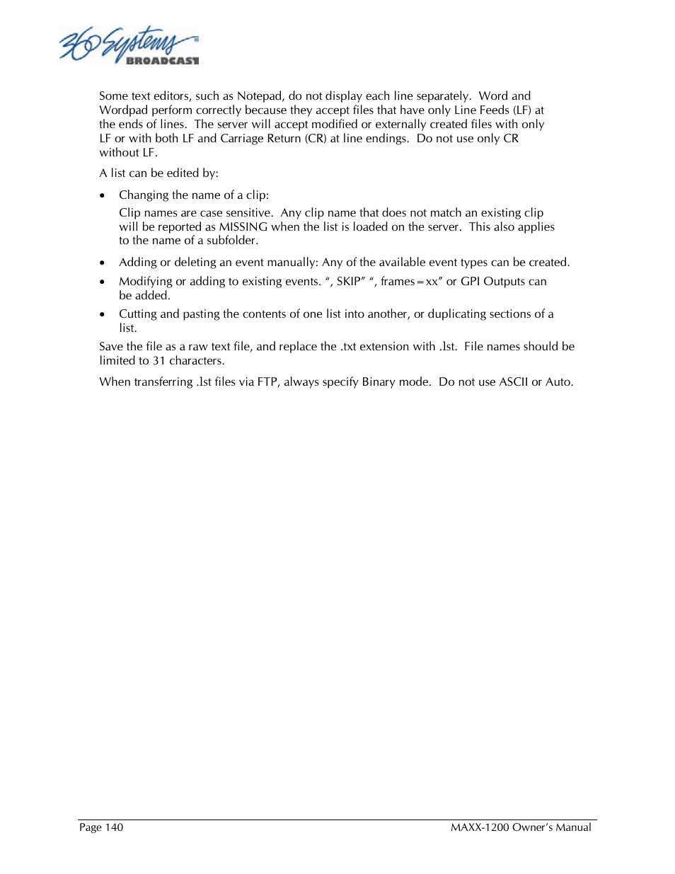 360 Systems 1200HD-EX User Manual | Page 141 / 148
