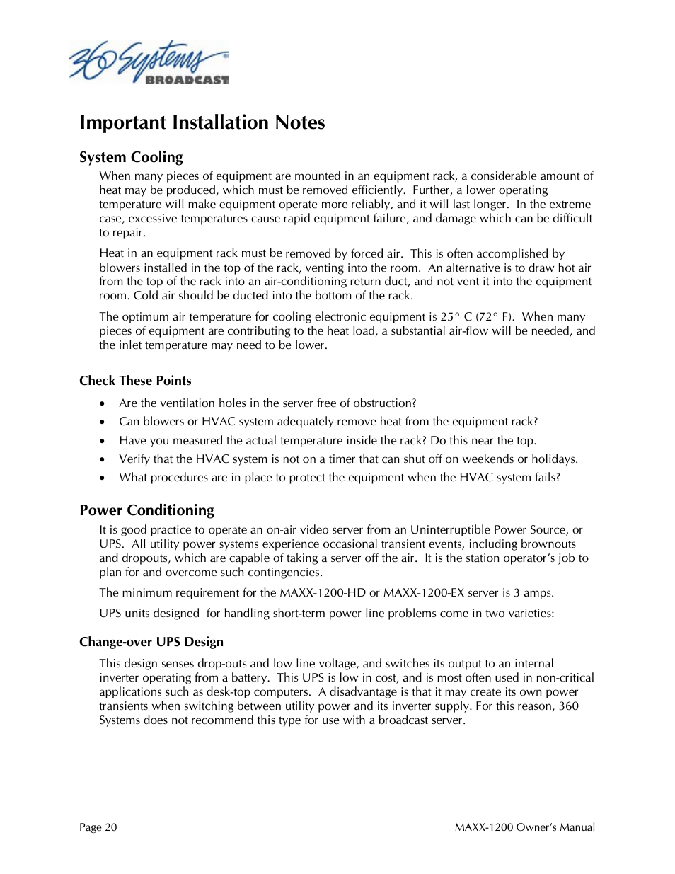 360 Systems 1200HD-EX User Manual | Page 21 / 148