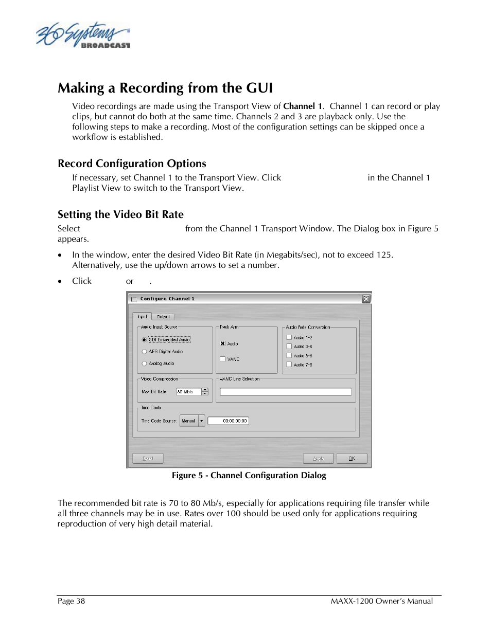 Making a recording from the gui | 360 Systems 1200HD-EX User Manual | Page 39 / 148