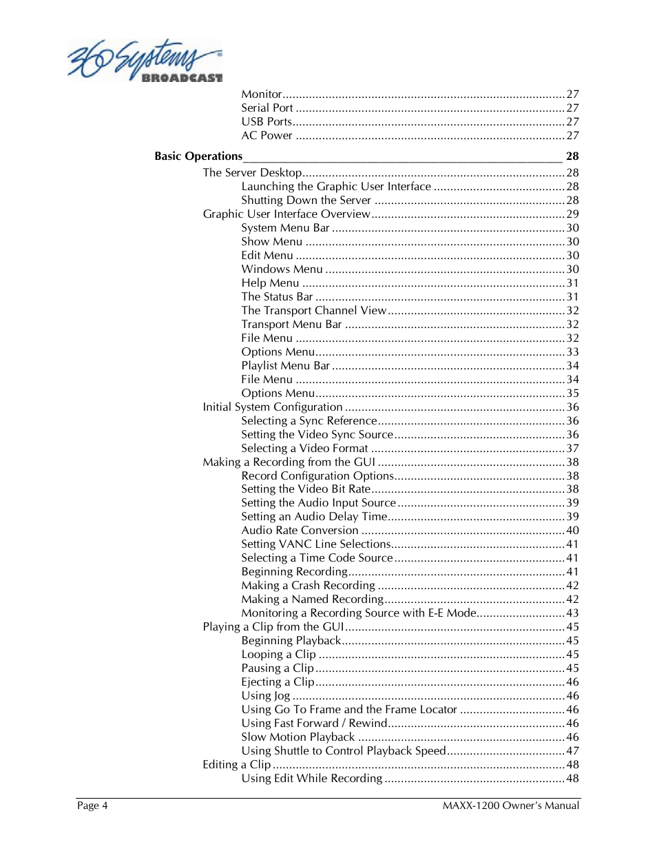 360 Systems 1200HD-EX User Manual | Page 5 / 148