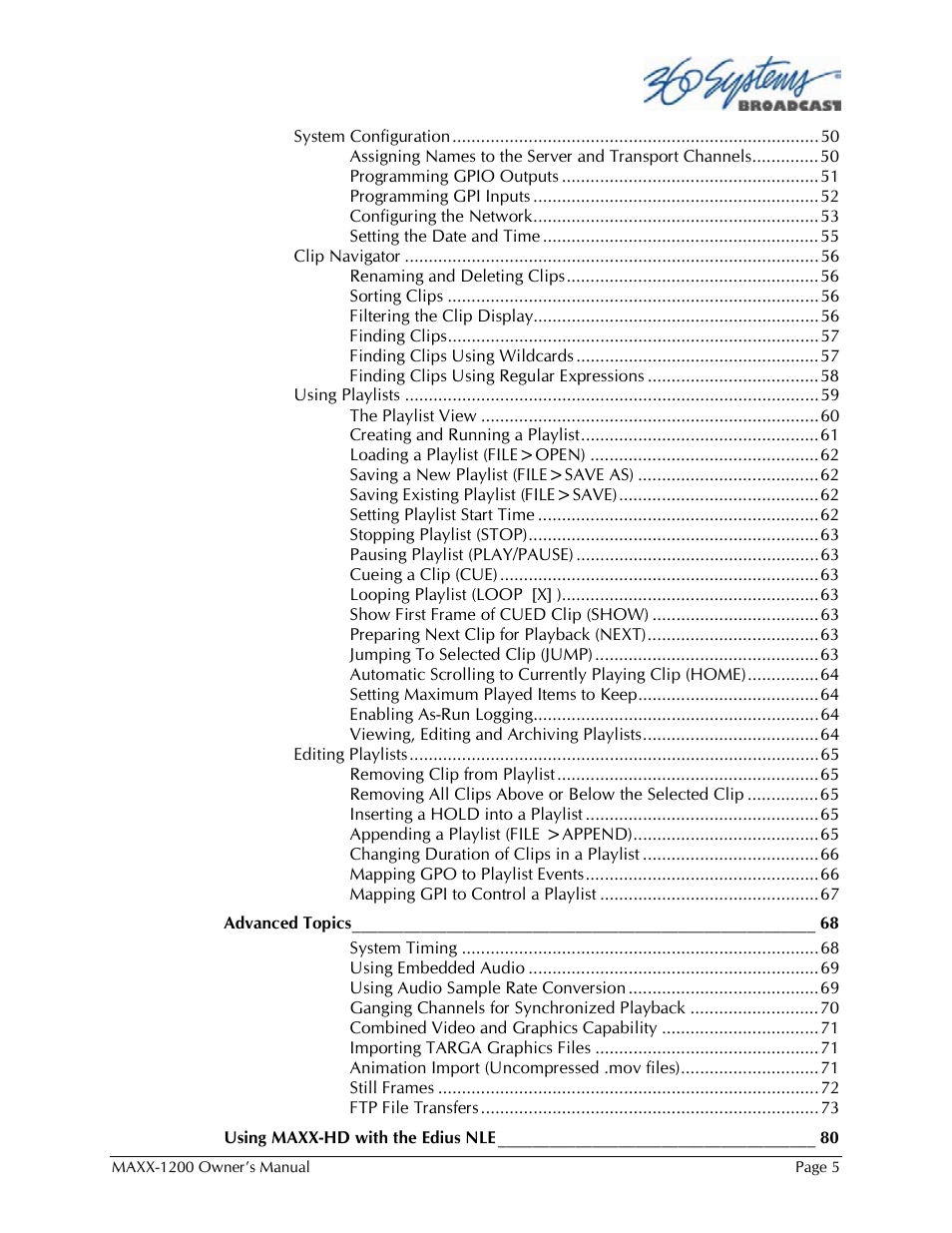 360 Systems 1200HD-EX User Manual | Page 6 / 148