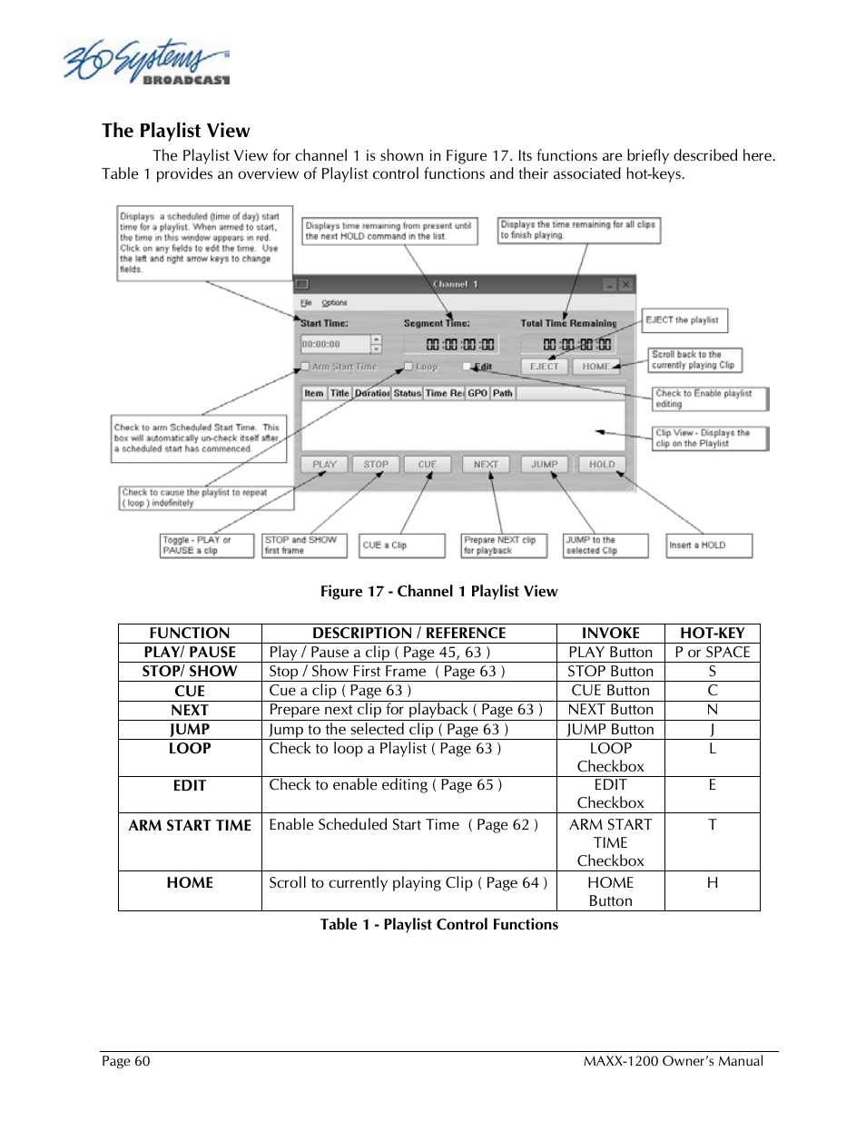 The playlist view | 360 Systems 1200HD-EX User Manual | Page 61 / 148