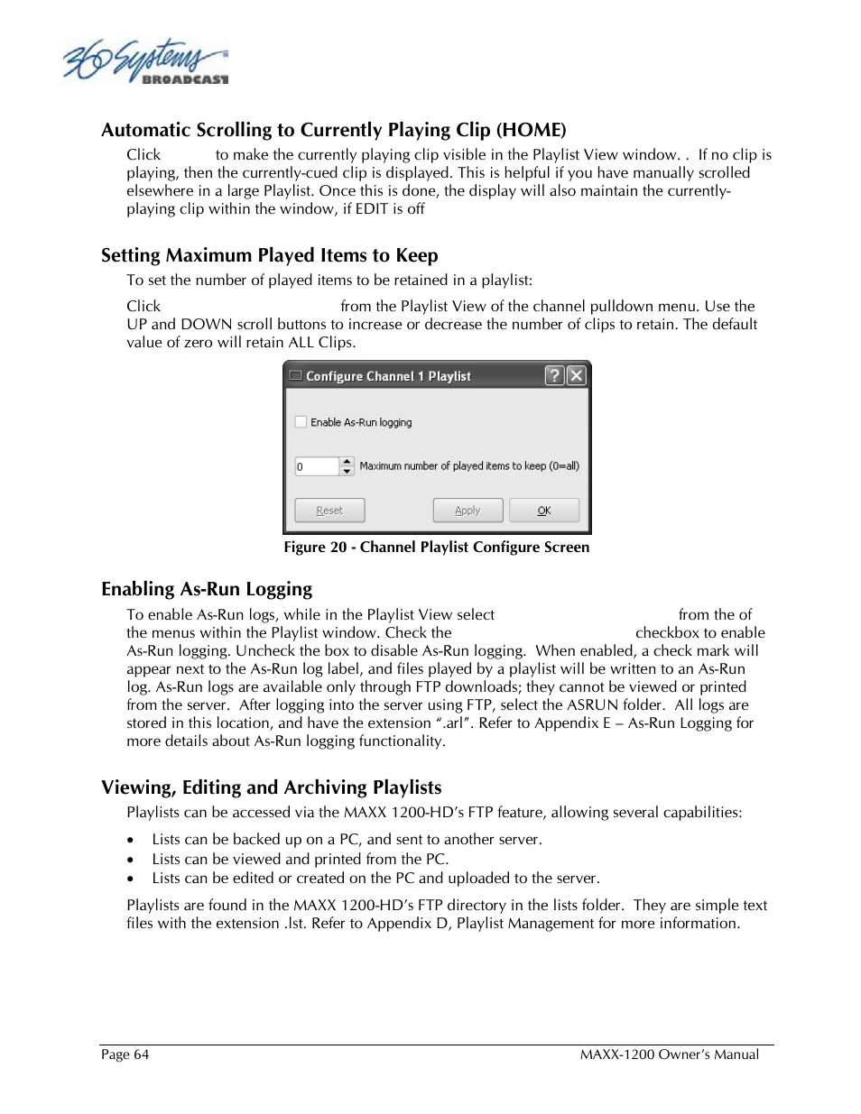 360 Systems 1200HD-EX User Manual | Page 65 / 148