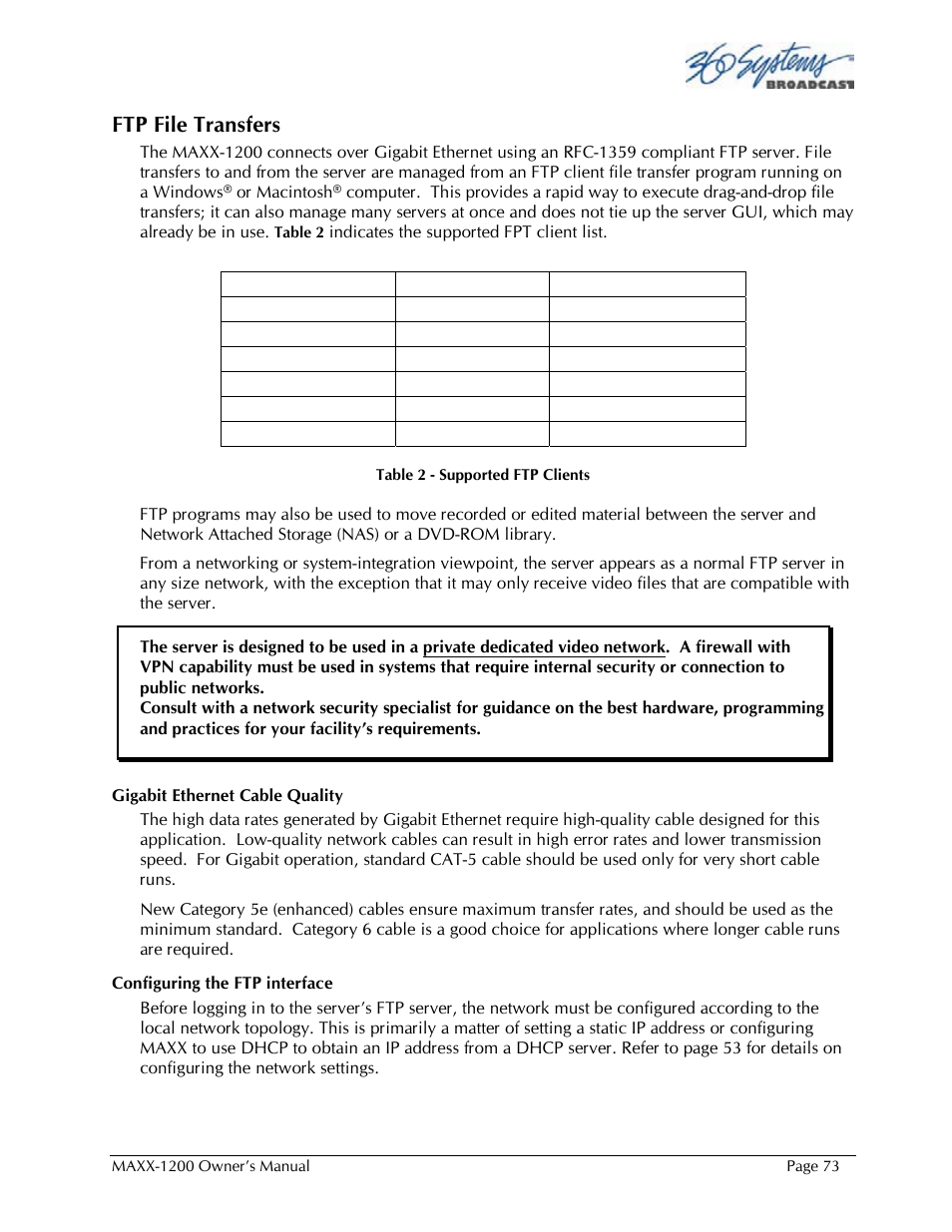 Ftp file transfers | 360 Systems 1200HD-EX User Manual | Page 74 / 148