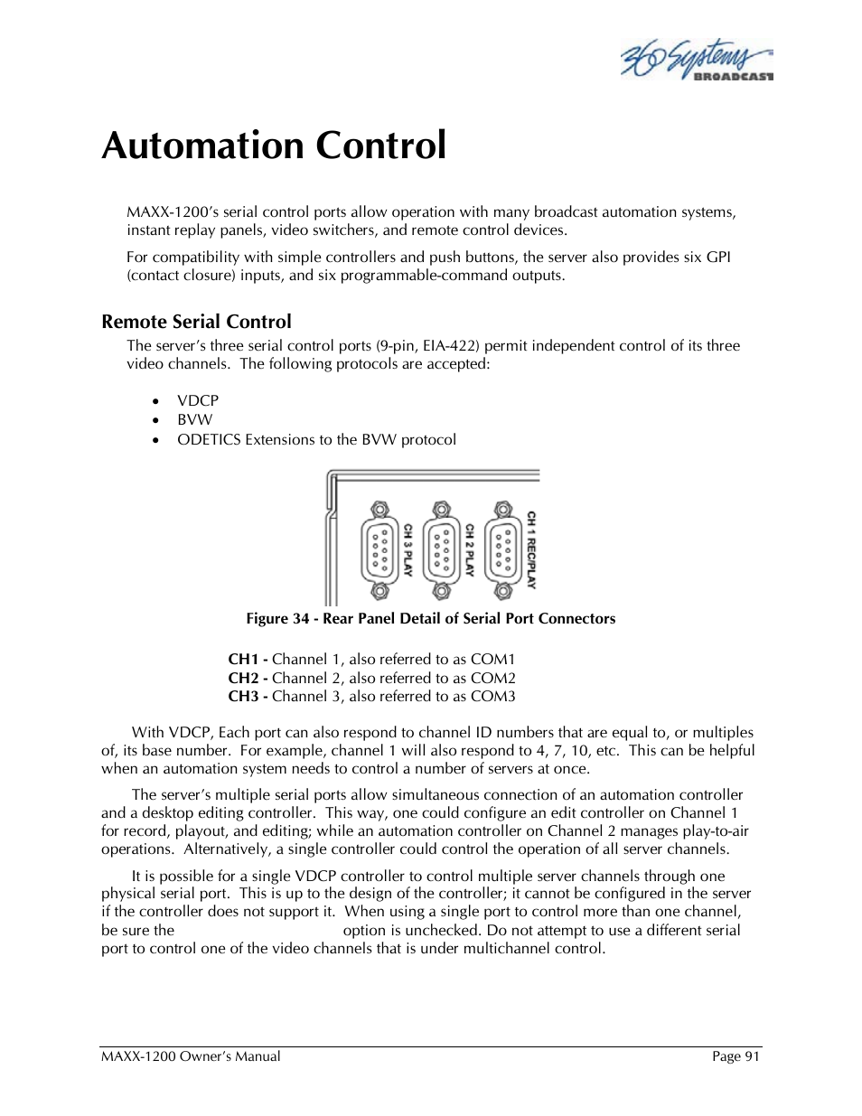 Automation control | 360 Systems 1200HD-EX User Manual | Page 92 / 148