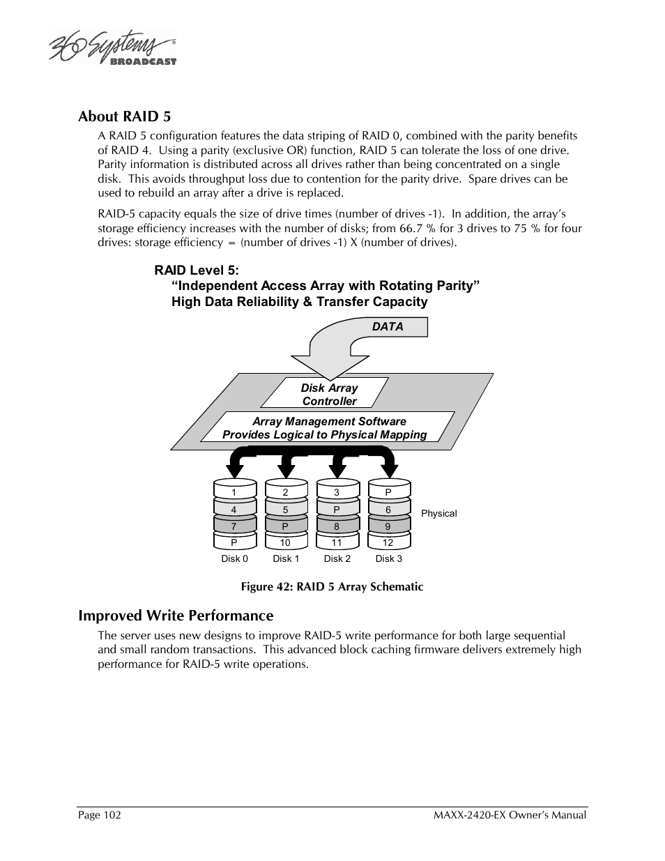 About raid 5, Improved write performance | 360 Systems MAXX-2420EX User Manual | Page 102 / 148