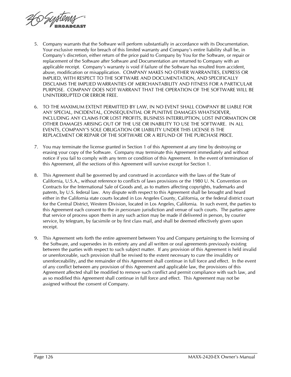 360 Systems MAXX-2420EX User Manual | Page 126 / 148
