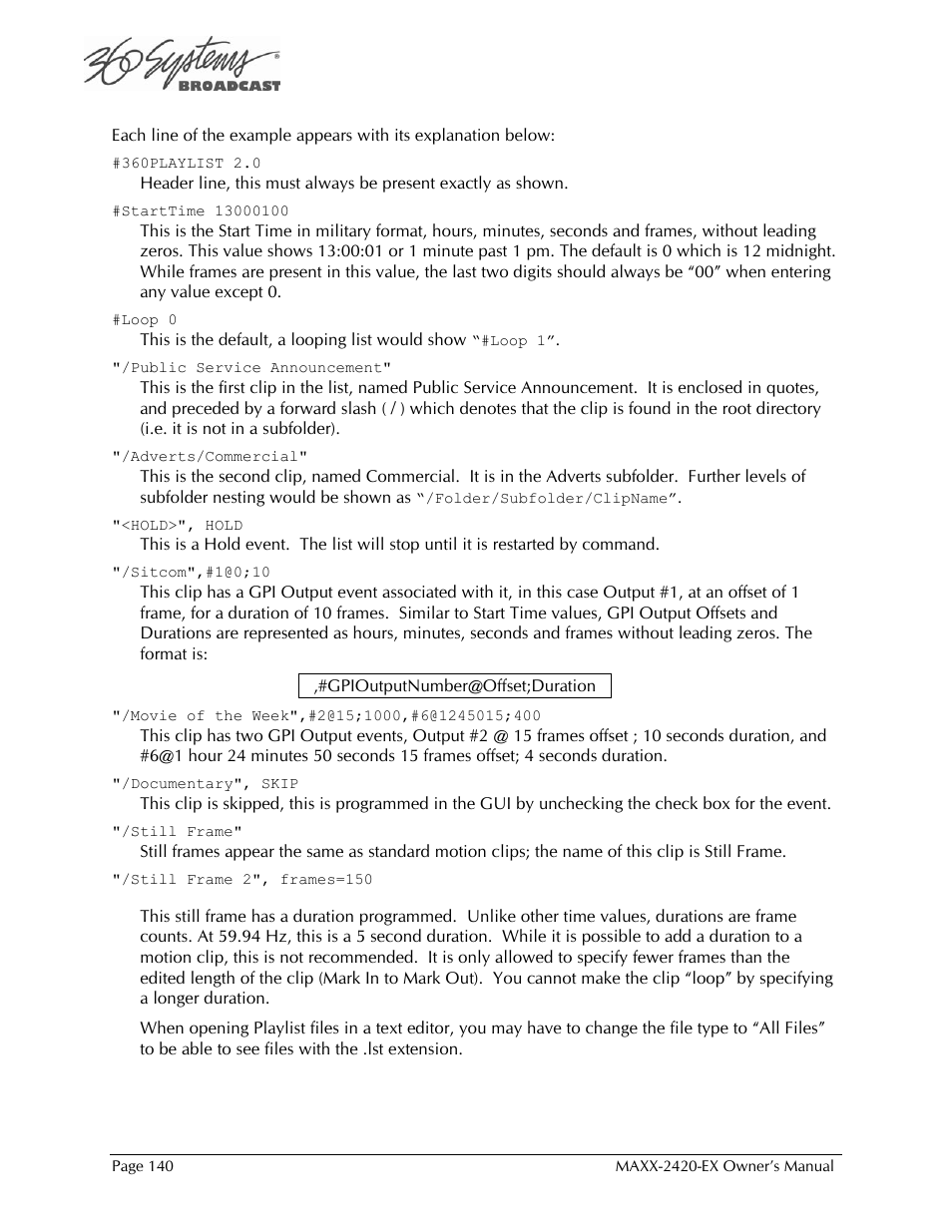 360 Systems MAXX-2420EX User Manual | Page 140 / 148