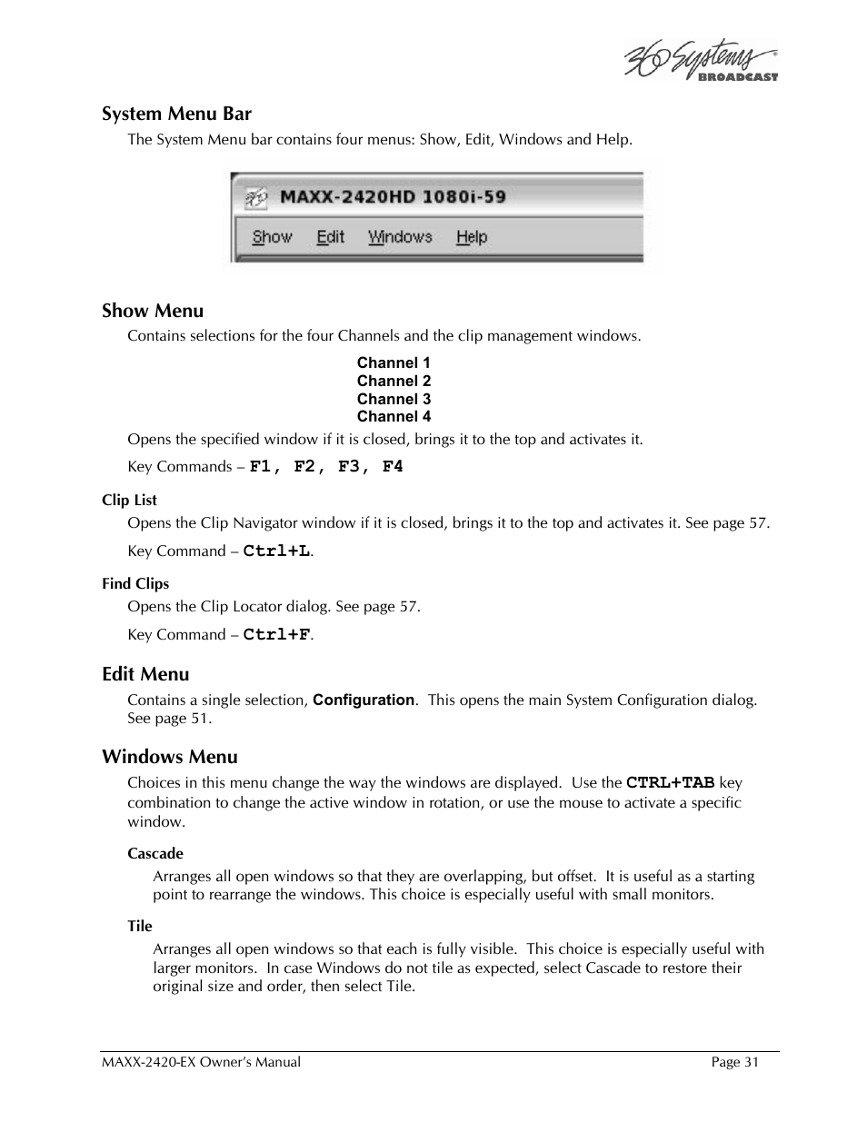360 Systems MAXX-2420EX User Manual | Page 31 / 148