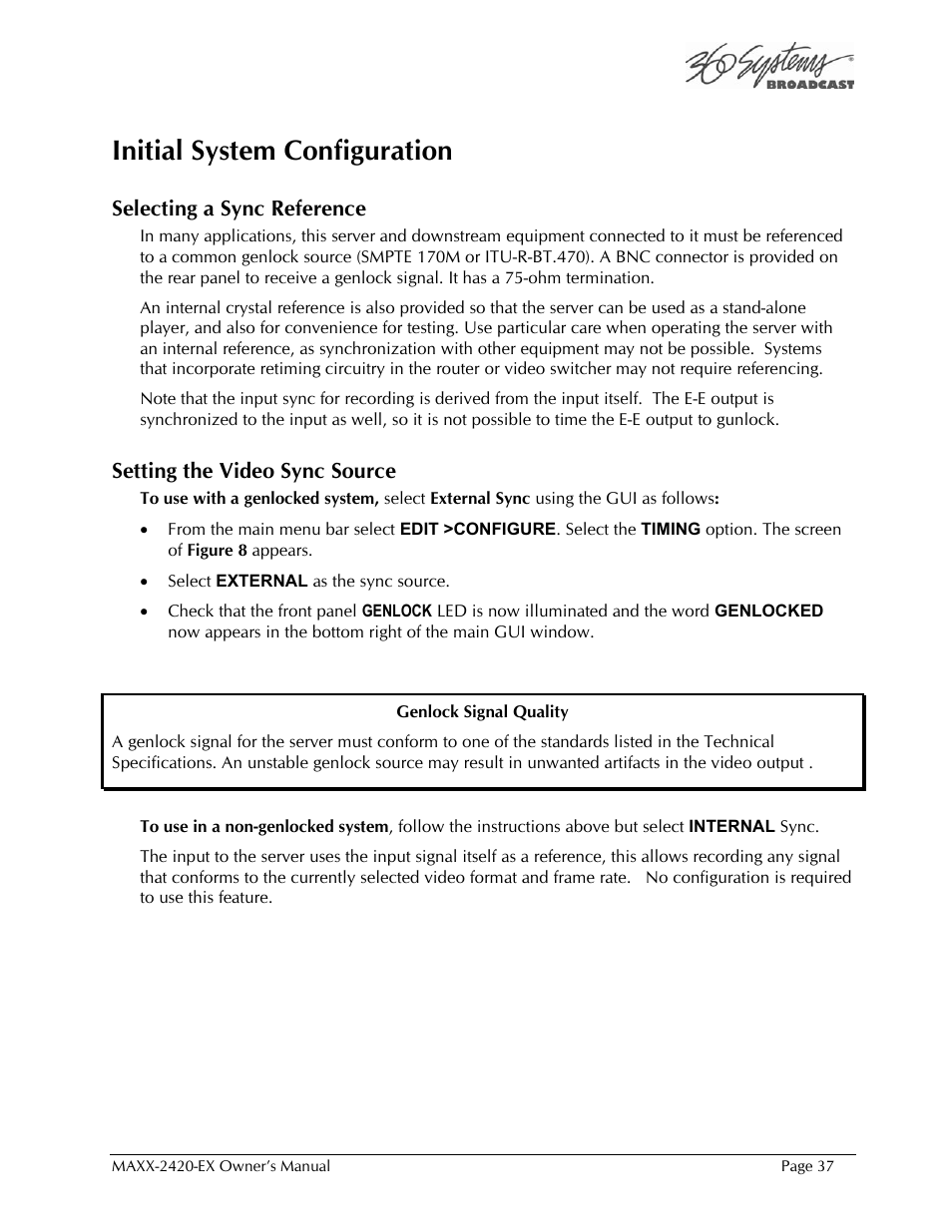 Initial system configuration | 360 Systems MAXX-2420EX User Manual | Page 37 / 148