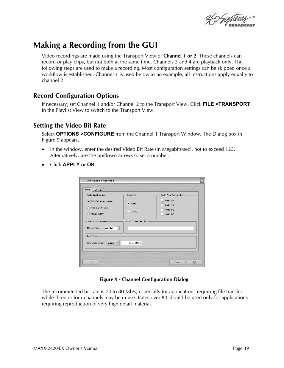 Making a recording from the gui | 360 Systems MAXX-2420EX User Manual | Page 39 / 148