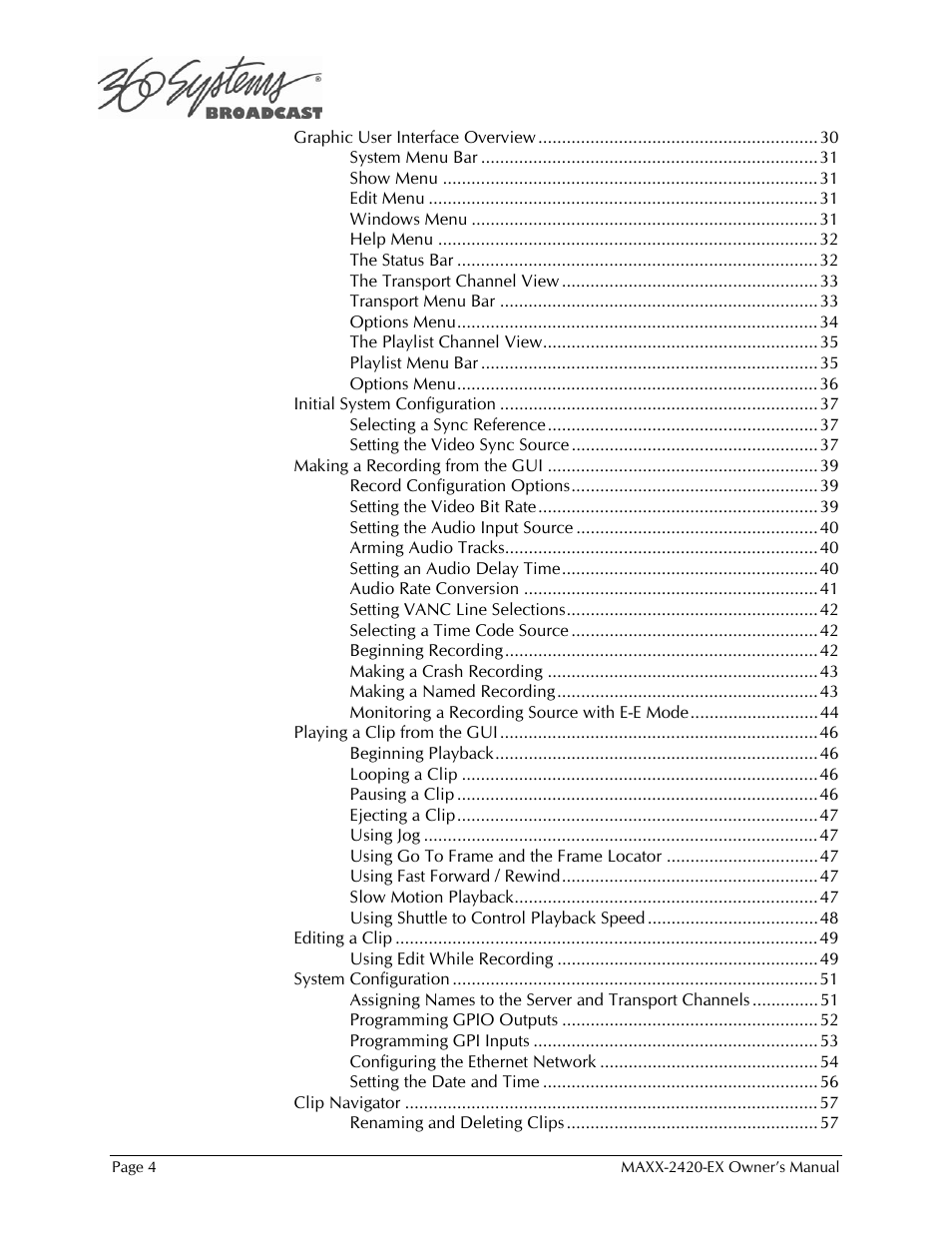 360 Systems MAXX-2420EX User Manual | Page 4 / 148