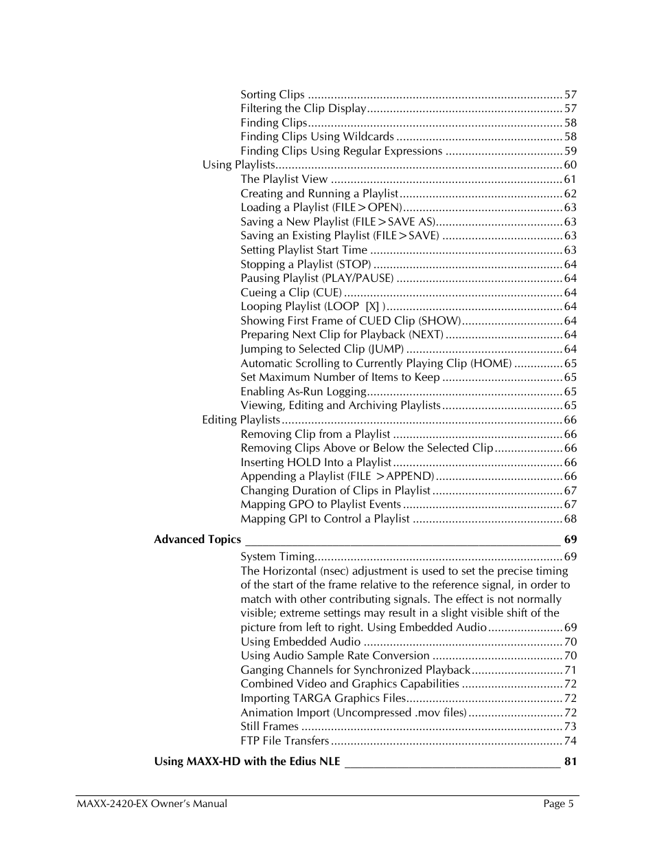 360 Systems MAXX-2420EX User Manual | Page 5 / 148
