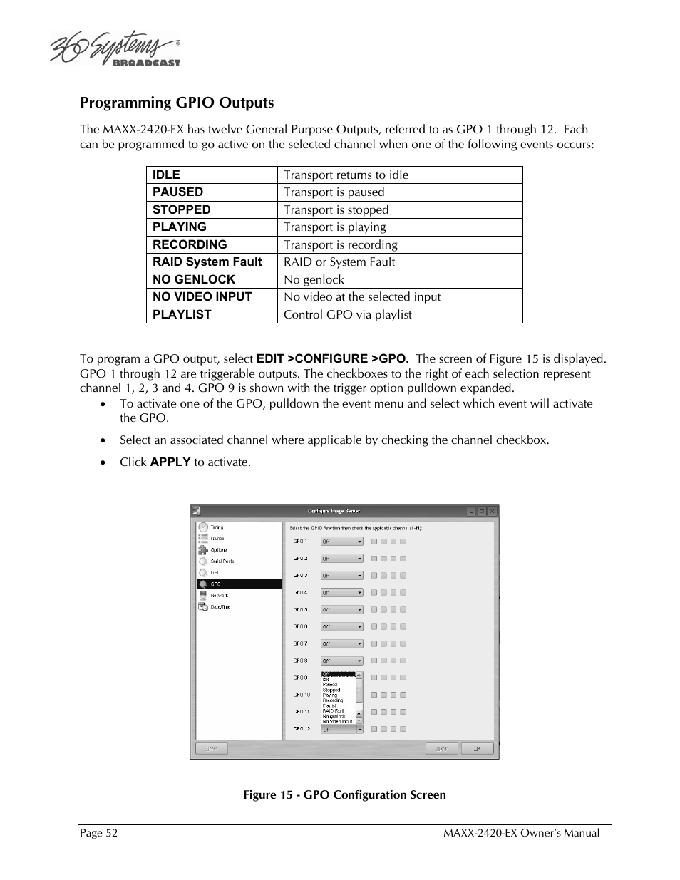 Programming gpio outputs | 360 Systems MAXX-2420EX User Manual | Page 52 / 148