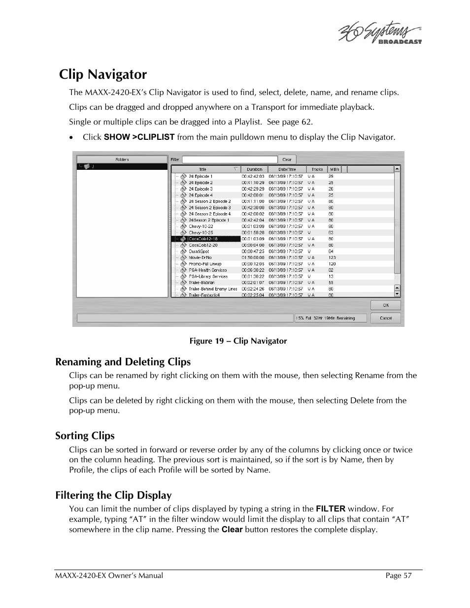 Clip navigator | 360 Systems MAXX-2420EX User Manual | Page 57 / 148