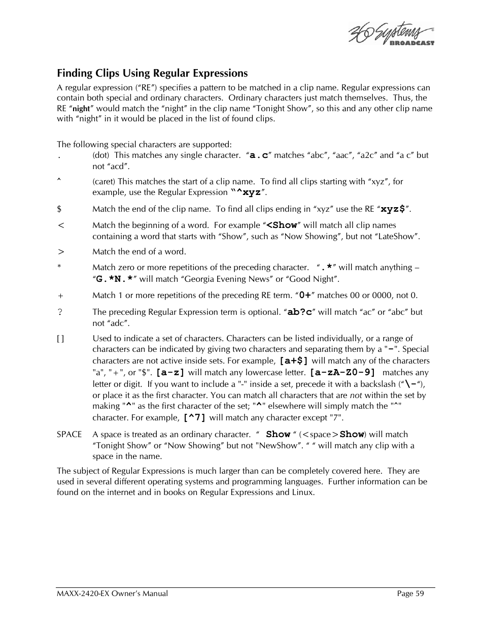 360 Systems MAXX-2420EX User Manual | Page 59 / 148