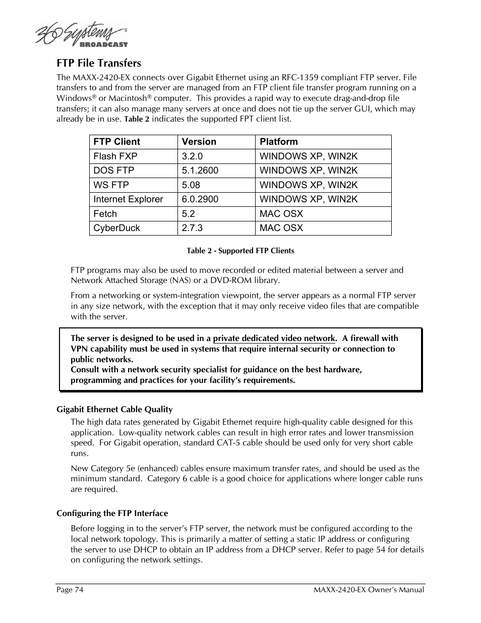 Ftp file transfers | 360 Systems MAXX-2420EX User Manual | Page 74 / 148