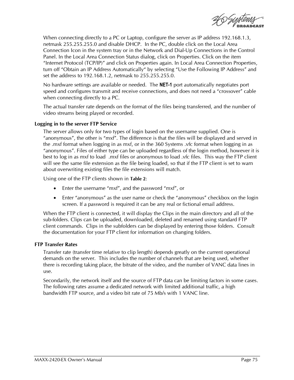 360 Systems MAXX-2420EX User Manual | Page 75 / 148