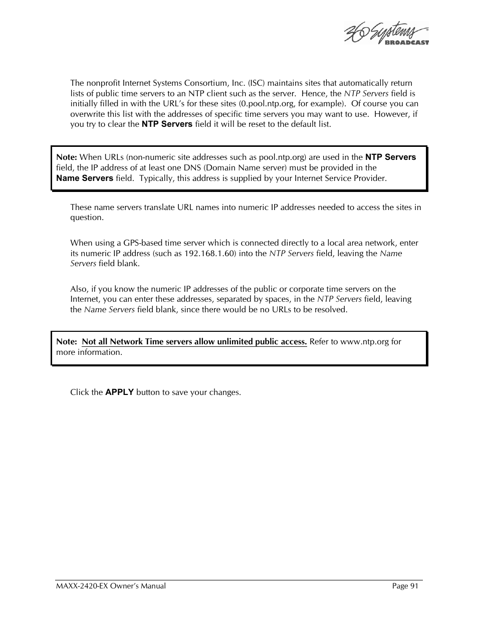 360 Systems MAXX-2420EX User Manual | Page 91 / 148