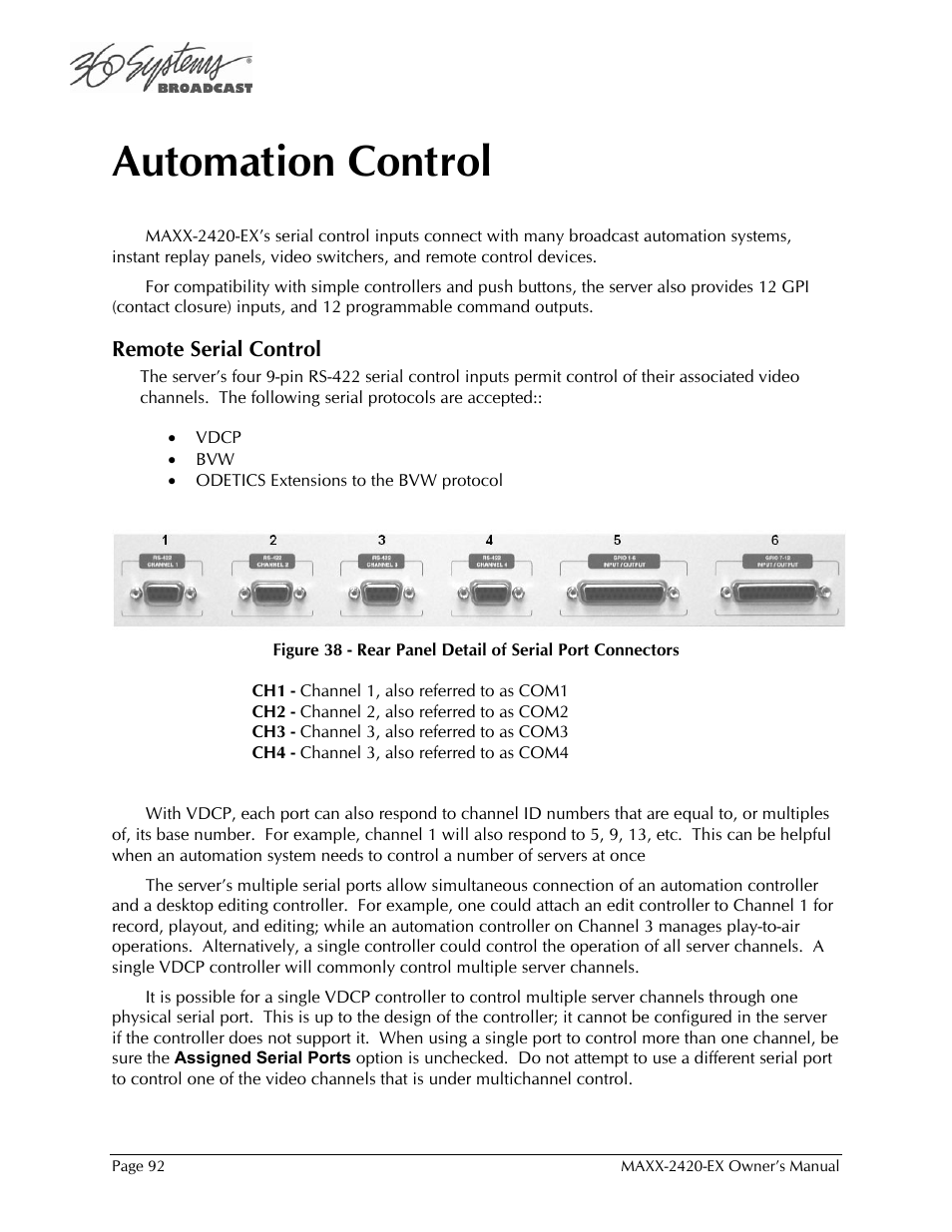 Automation control | 360 Systems MAXX-2420EX User Manual | Page 92 / 148