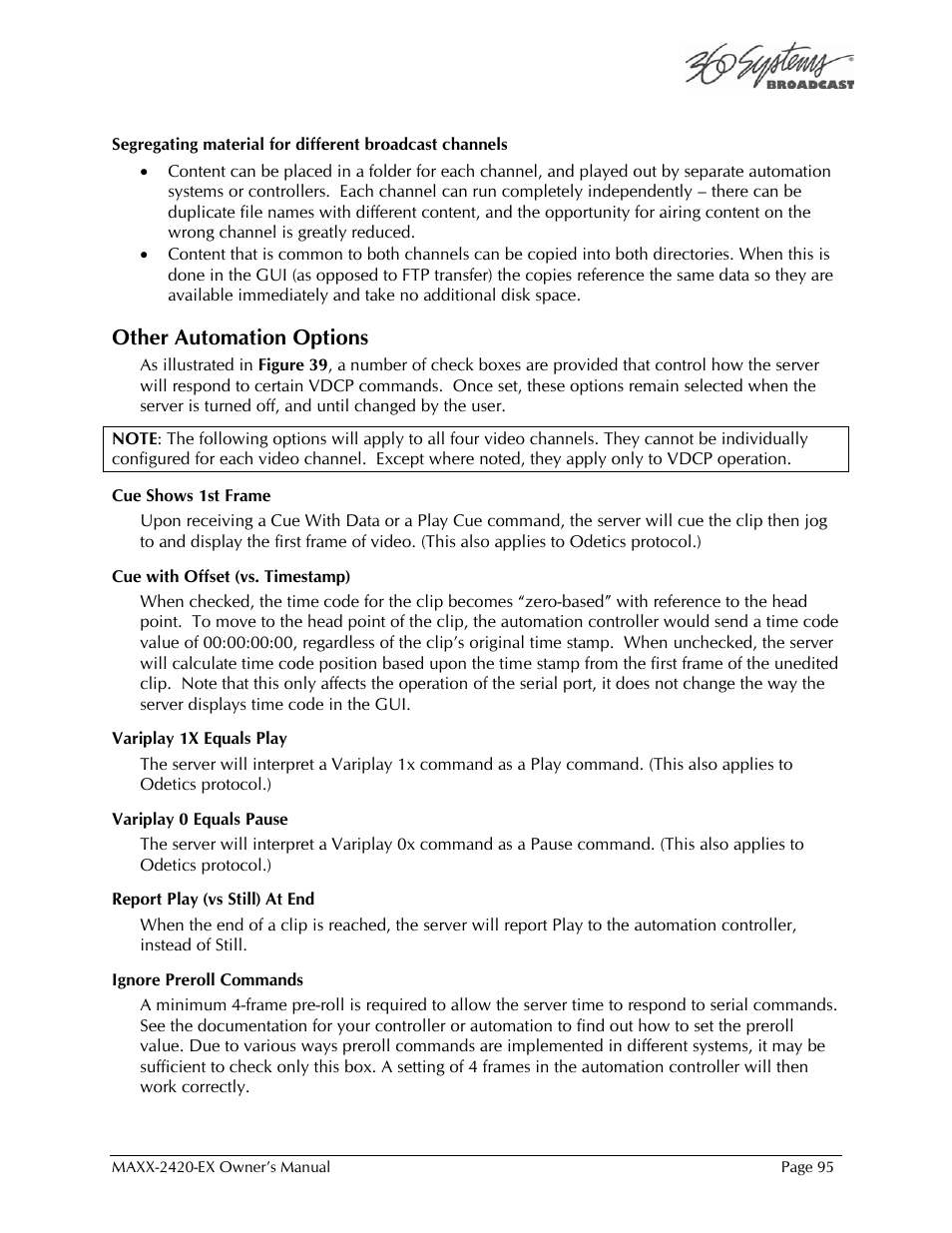 Other automation options | 360 Systems MAXX-2420EX User Manual | Page 95 / 148