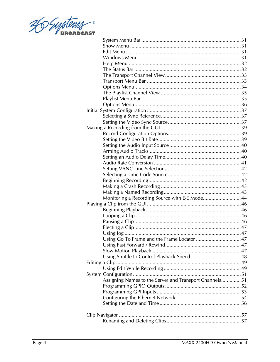 360 Systems MAXX2400HD User Manual | Page 5 / 148