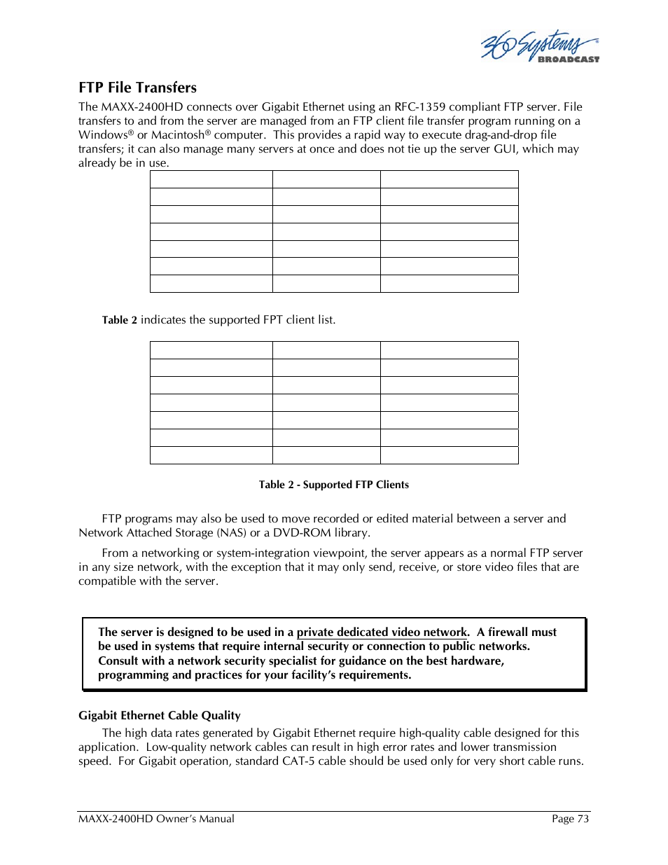 Ftp file transfers | 360 Systems MAXX2400HD User Manual | Page 74 / 148