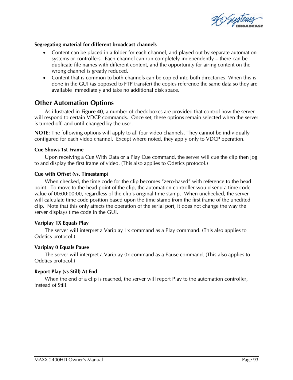 Other automation options | 360 Systems MAXX2400HD User Manual | Page 94 / 148