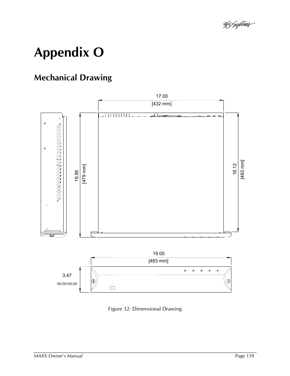 Appendix o, Mechanical drawing | 360 Systems MAXX-1000SD User Manual | Page 139 / 143