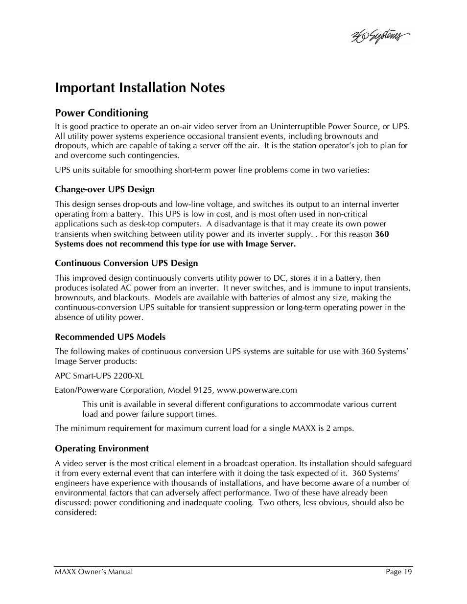 360 Systems MAXX-1000SD User Manual | Page 19 / 143