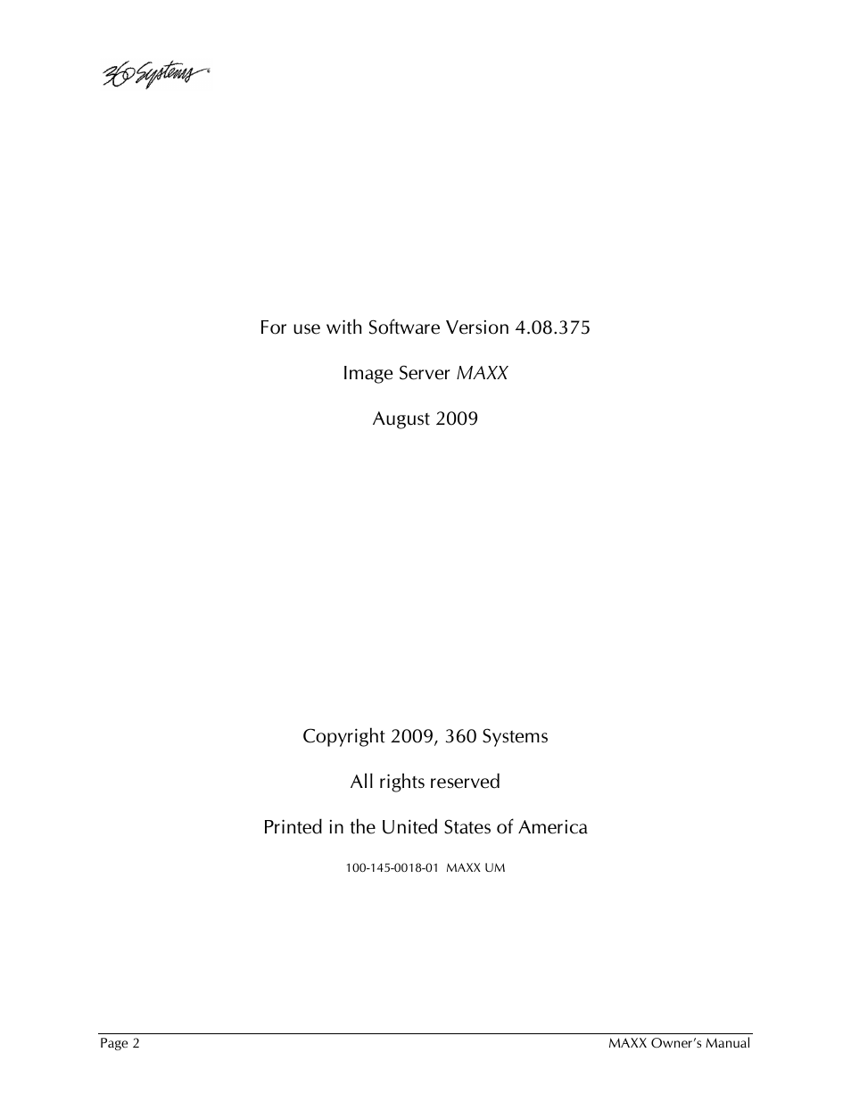 360 Systems MAXX-1000SD User Manual | Page 2 / 143