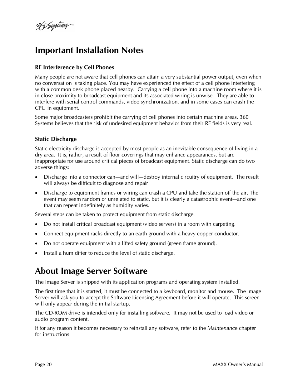 About image server software | 360 Systems MAXX-1000SD User Manual | Page 20 / 143