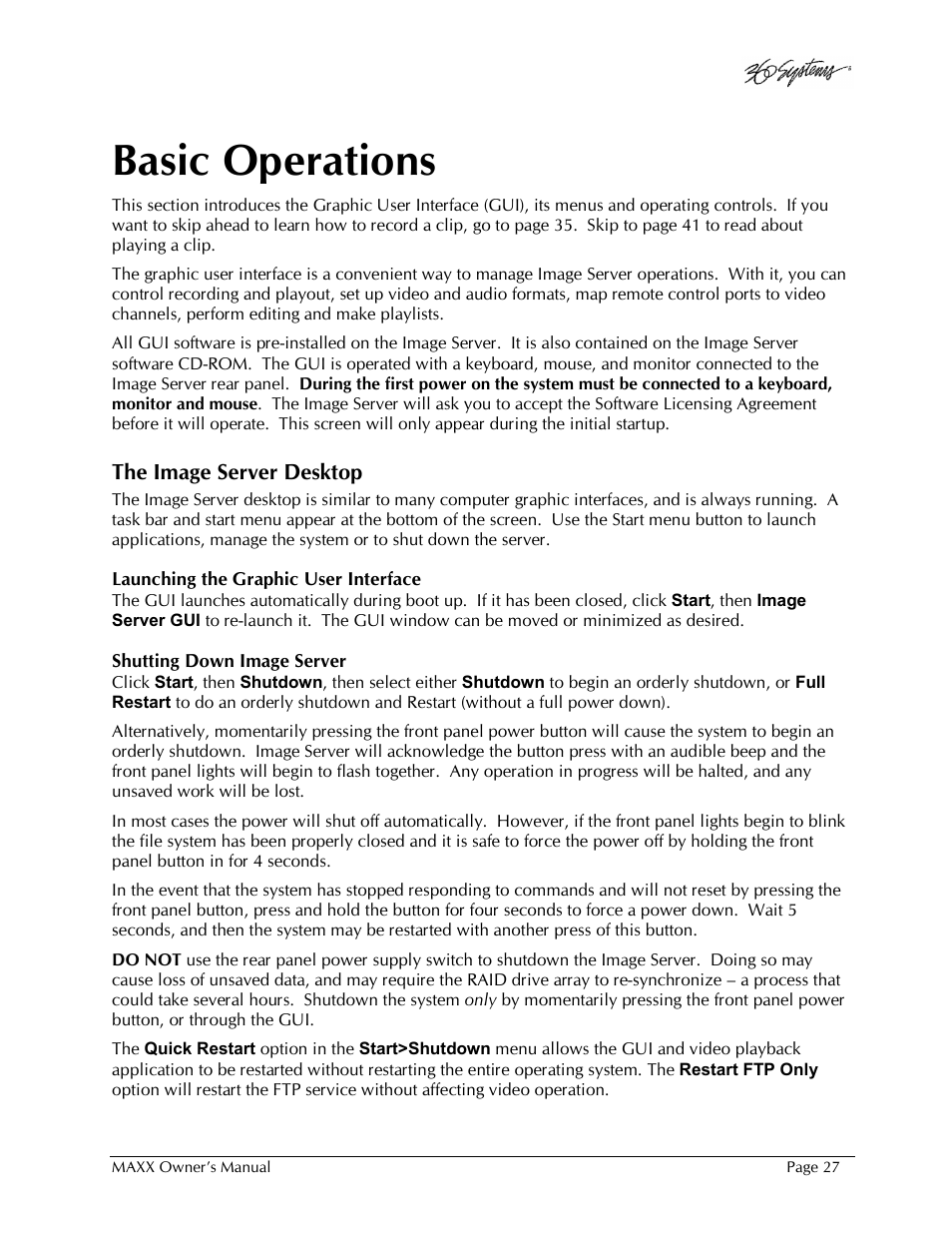 Basic operations | 360 Systems MAXX-1000SD User Manual | Page 27 / 143