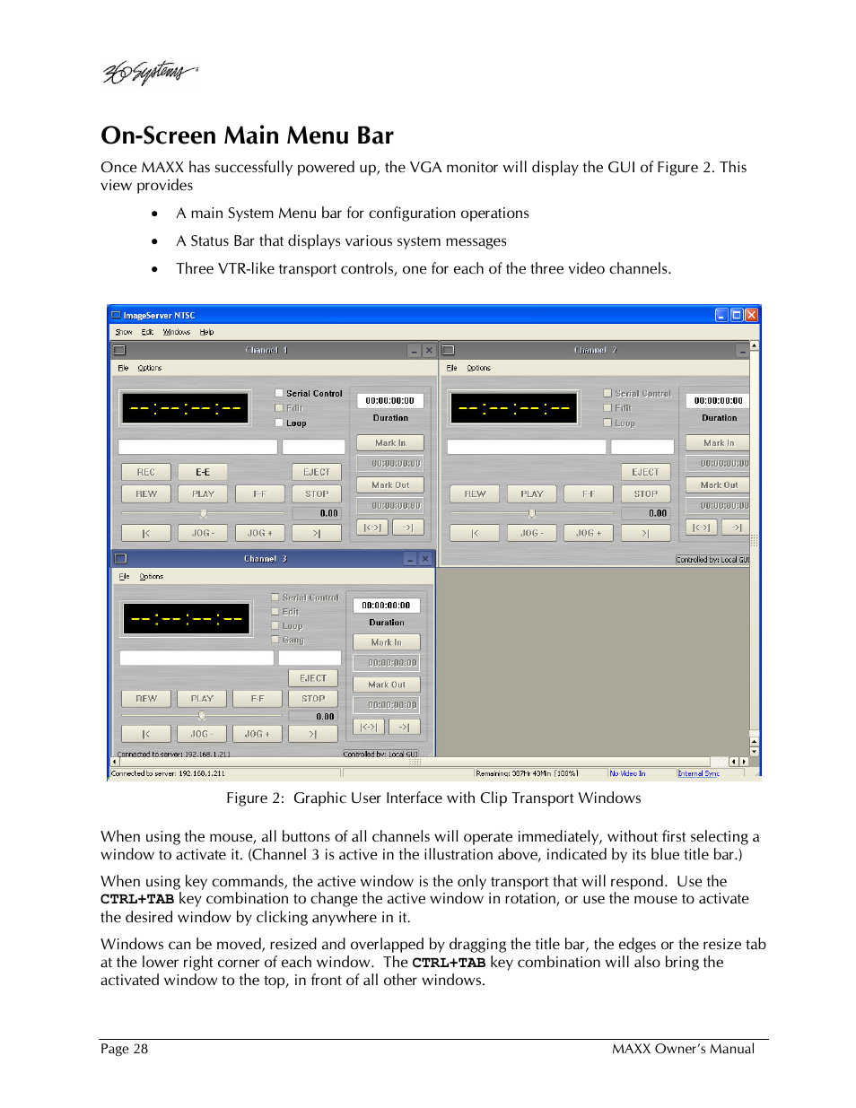 On-screen main menu bar | 360 Systems MAXX-1000SD User Manual | Page 28 / 143